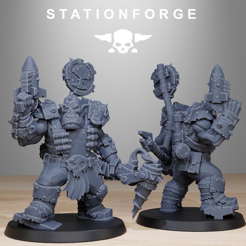 Orks Orkaz Smashers | Station Forge 16k Resin Miniatures | 28mm 32mm Tabletop Wargaming | Unpainted image 5
