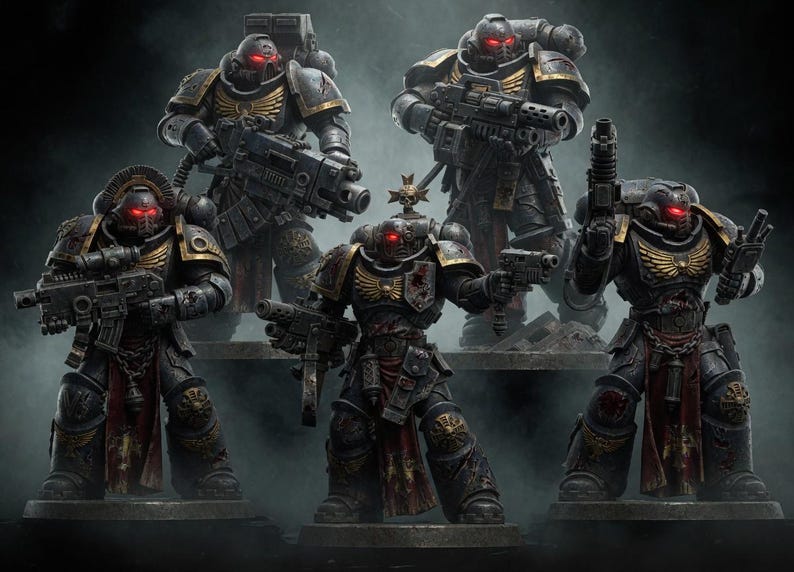 Space Knights Veterans Squad | 16k Resin Miniatures | 28mm 32mm Tabletop Wargaming | Unpainted image 6