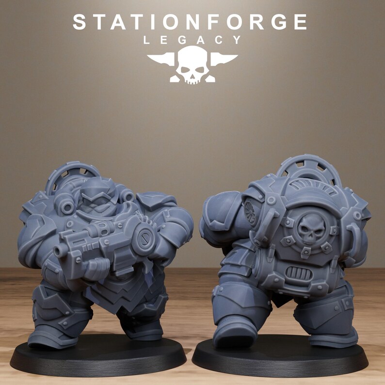 Legacy Ironvale Bulkguards | Station Forge 16k Resin Miniatures | 28 mm 32 mm Tabletop Wargaming | Ongeverfd afbeelding 6