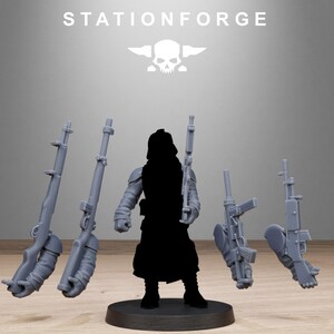 Grimguard American Weapon Pack / Miniature in resina 16k Station Forge / 28 mm 32 mm per wargame da tavolo / Non dipinte immagine 6