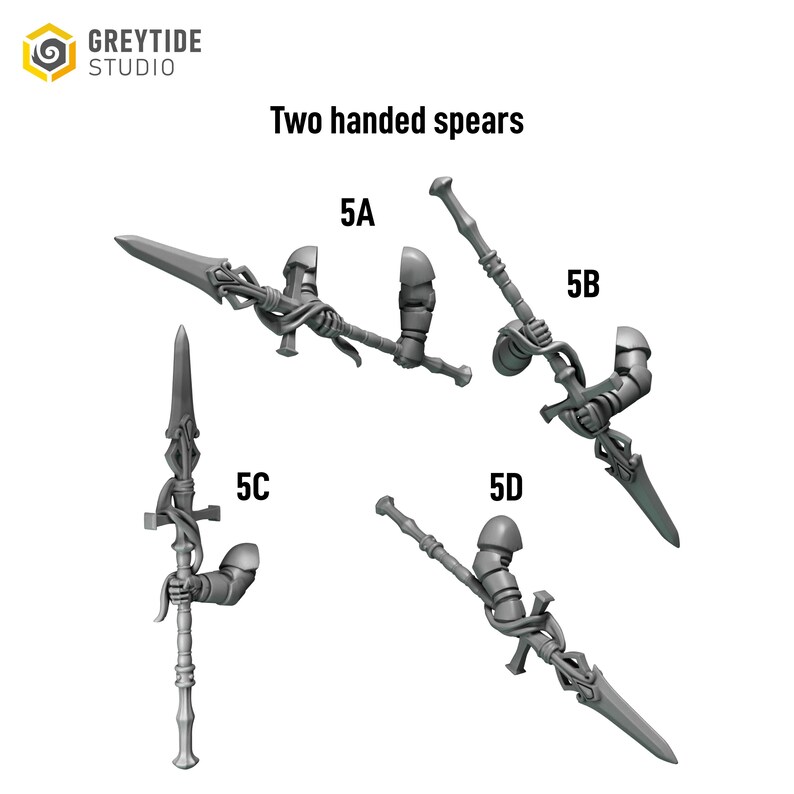 Crimson Lords - Two handed spears #5 - 16k Resin - GreyTide Studio - Blood / Space Warriors / Bitz / Tabletop / Wargaming / Grimdark image 2