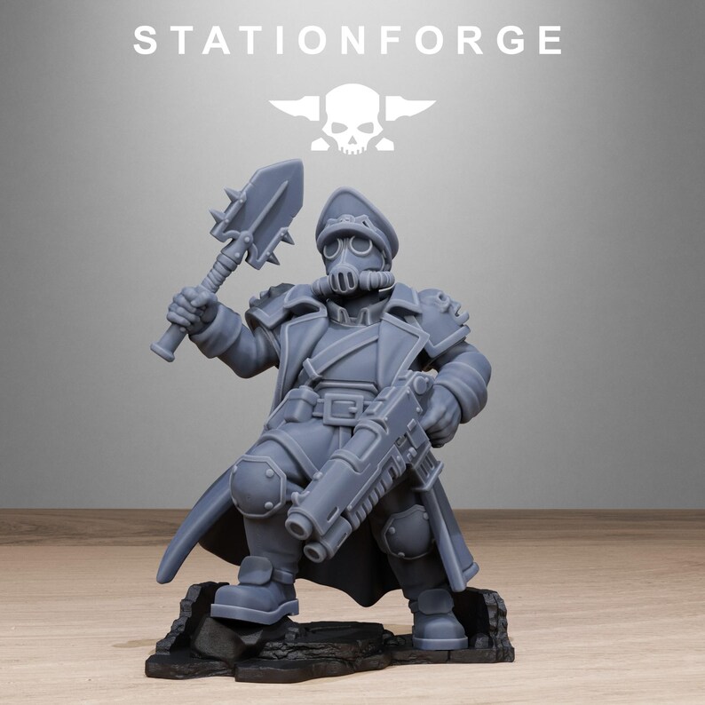 Grimguard Lieutenant | Station Forge 16k Resin Miniatures | 28mm 32mm Tabletop Wargaming | Unpainted image 5