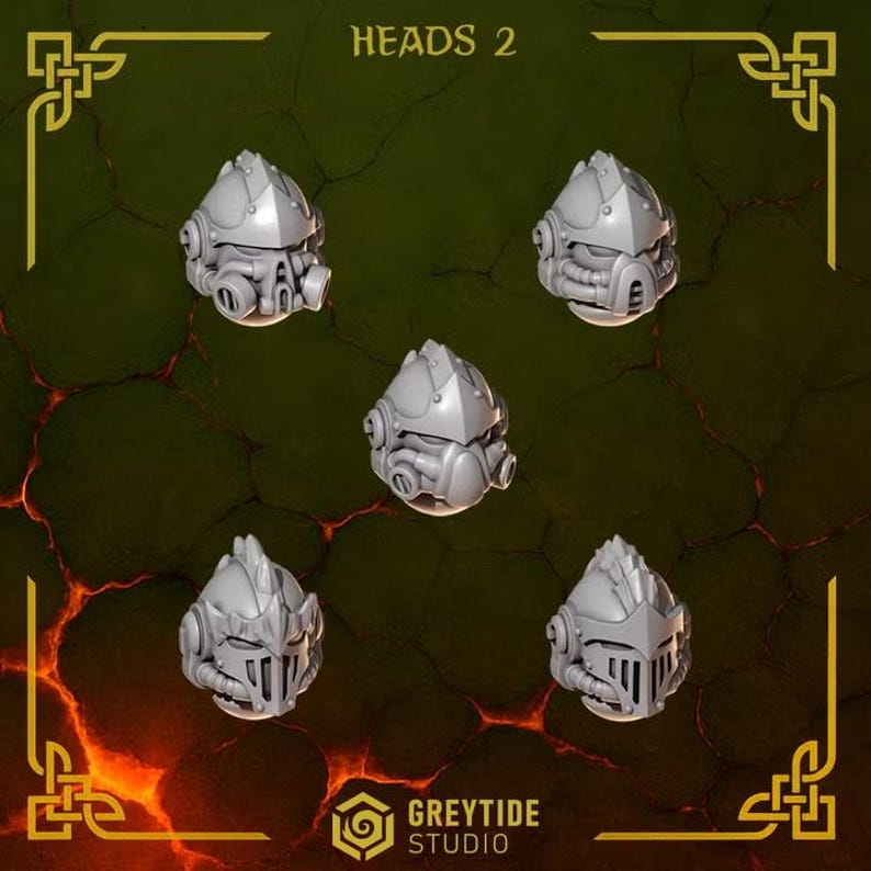 Guardianes del Yunque - Cabezas 2 - Resina 16k - GreyTide Studio - Dragones / Guerreros Espaciales / Piezas / Juegos de Mesa / Juegos de Guerra / Grimdark imagen 2