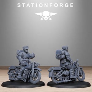 Freeguard Bikers | Station Forge 16k Resin Miniatures | 28mm 32mm Tabletop Wargaming | Unpainted image 8