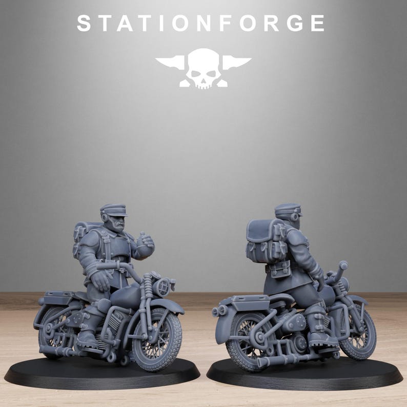 Freeguard Bikers | Station Forge 16k Resin Miniatures | 28mm 32mm Tabletop Wargaming | Unpainted image 8