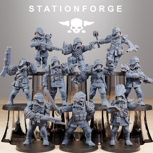 Grimguard Xenarid Hunters | Station Forge 16k Resin Miniatures | 28 mm 32 mm Tabletop Wargaming | Ongeverfd afbeelding 2