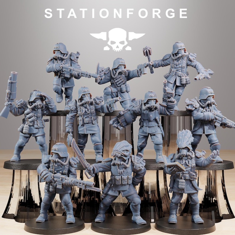 Grimguard Xenarid Hunters | Station Forge 16k Resin Miniatures | 28 mm 32 mm Tabletop Wargaming | Ongeverfd afbeelding 2