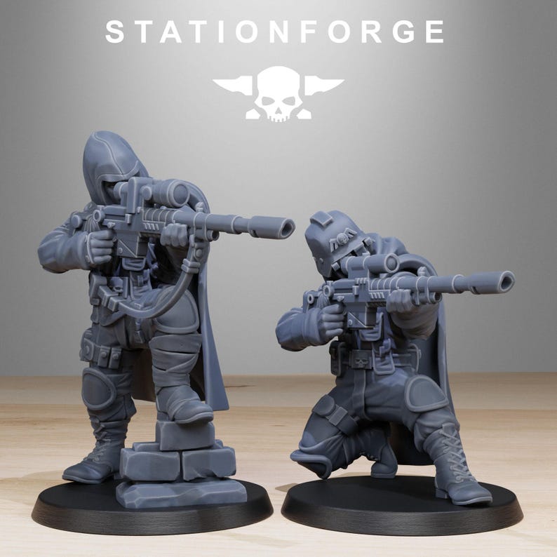 GrimGuard Snipers | Station Forge 16k Resin Miniatyrer | 28 mm 32 mm Bordspel Krigsspel | Omålad bild 6