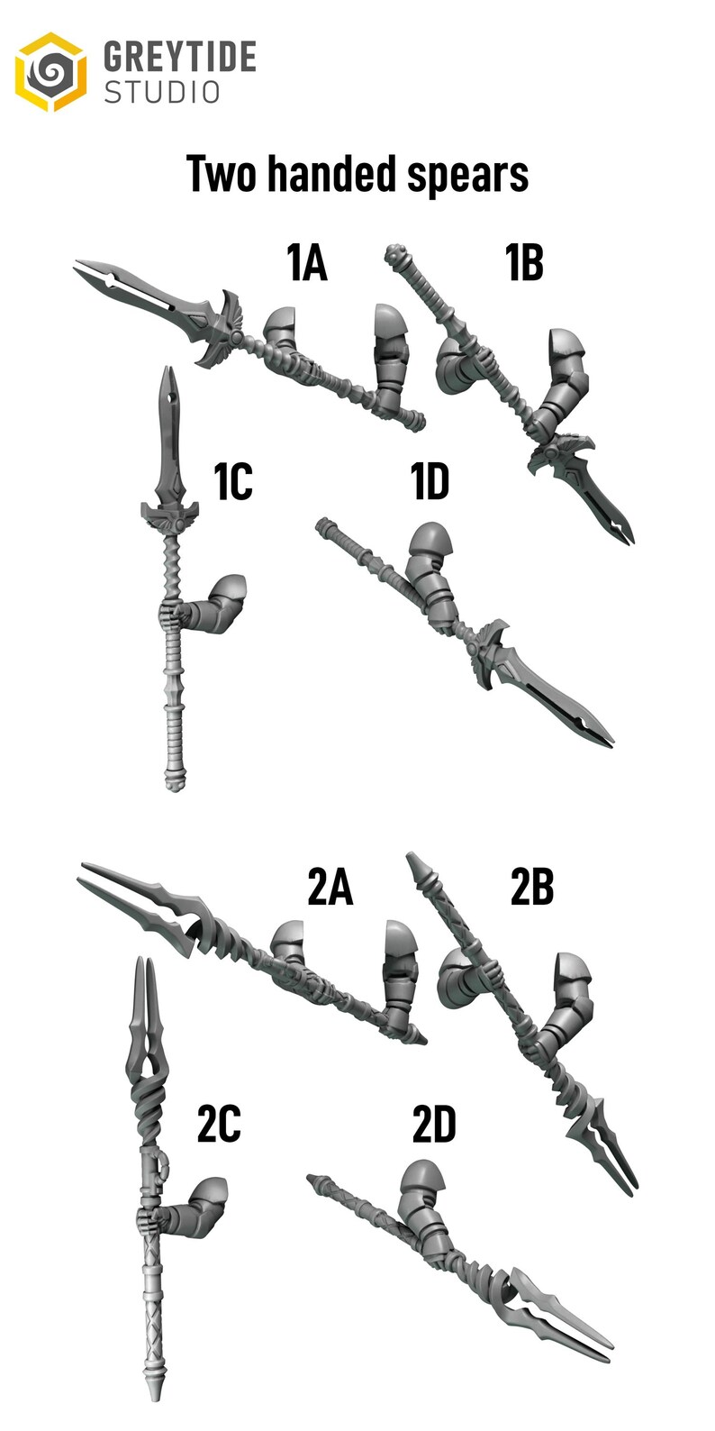 Crimson Lords - Two handed spears #2 - 16k Resin - GreyTide Studio - Blood / Space Warriors / Bitz / Tabletop / Wargaming / Grimdark image 2