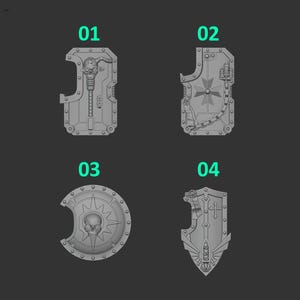 Eternal Pilgrims - Breacher shields - 16k Resin - GreyTide Studio - Holy Warriors / Space Warriors / Bitz / Tabletop / Wargaming / Grimdark image 2