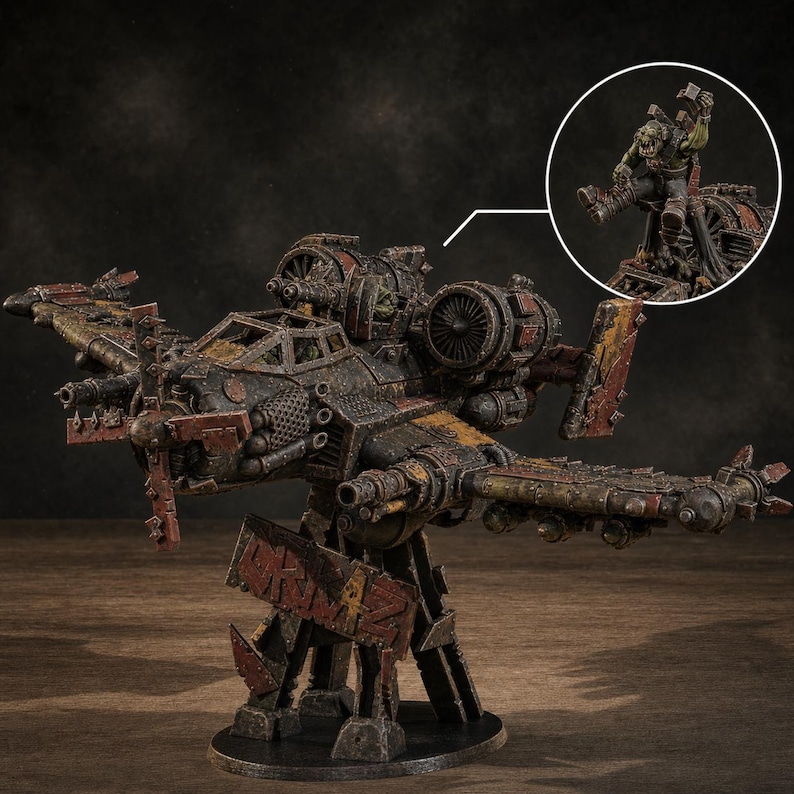 Orks Orkaz Plane | Station Forge 16k Resin Miniatures | 28mm 32mm Tabletop Wargaming | Unpainted image 1