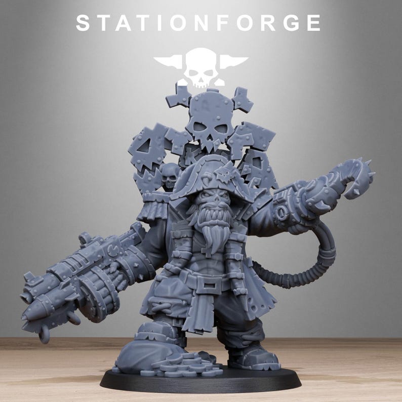 Orks Orkaz Pirate | Station Forge 16k Resin Miniatures | 28 mm 32 mm Bordsskiva Krigsspel | Omålad bild 3
