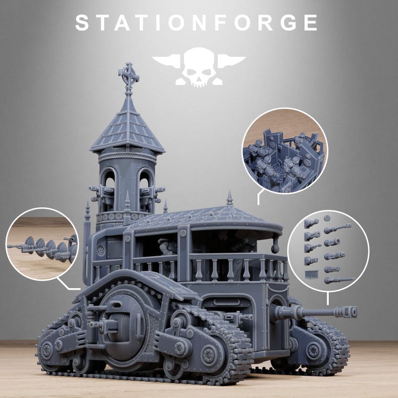 Vodalites Heavy Tank | Station Forge 16k Resin Miniatures | 28mm 32mm Tabletop Wargaming | Unpainted image 9