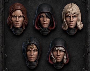 Sisterhood Heads Conversion Bits – 16K Resin Wargaming Miniatures Set