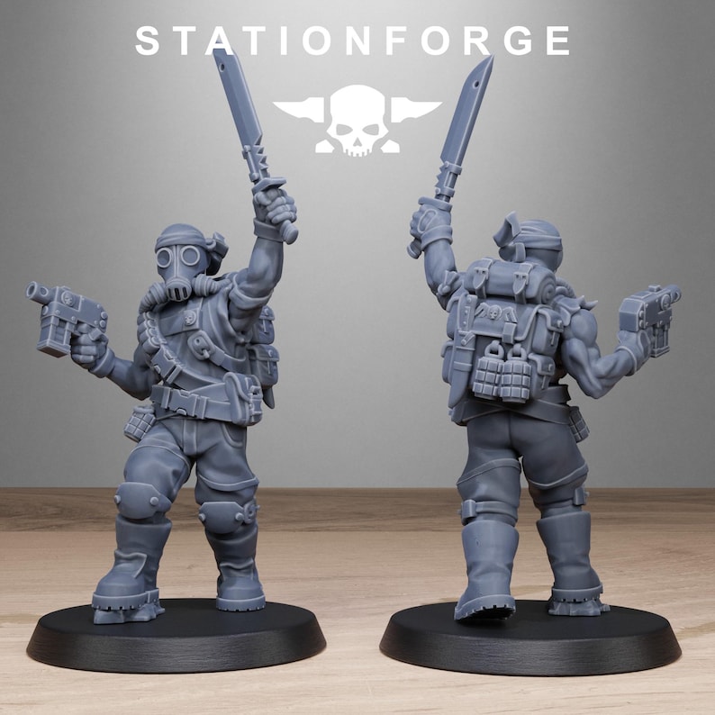 Grimguard Jungle Fighters 2 / Station Forge 16k Resin Miniatures / 28 mm 32 mm Tabletop Wargaming / Sin pintar imagen 6