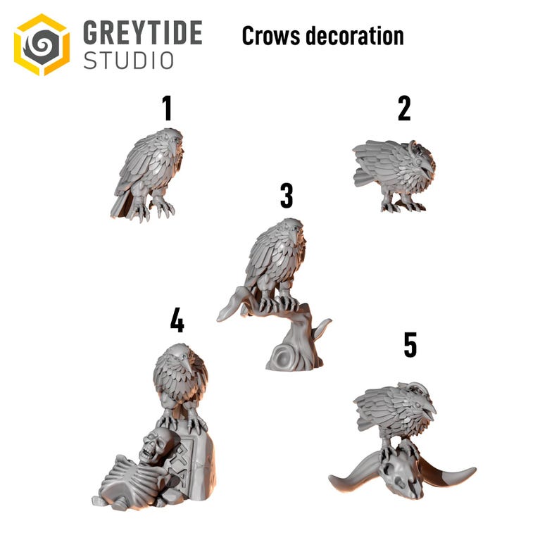 Primal Hounds - Crows Decoration - 16k Resin - GreyTide Studio - Wolves / Space Warriors / Bitz / Tabletop / Wargaming / Grimdark imagen 2