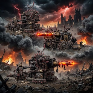 Chaos Renegades Of Pain Agony Guns | 16k Resin Miniatures | 28mm 32mm Tabletop Wargaming | Unpainted image 1