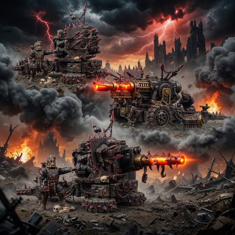 Chaos Renegades Of Pain Agony Guns | 16k Resin Miniatures | 28mm 32mm Tabletop Wargaming | Unpainted image 1