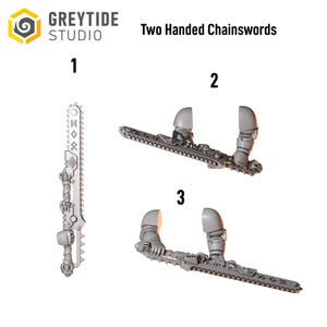 Primal Hounds - Two Handed Chainswords - 16k Resin - GreyTide Studio - Wolves / Space Warriors / Bitz / Tabletop / Wargaming / Grimdark image 2