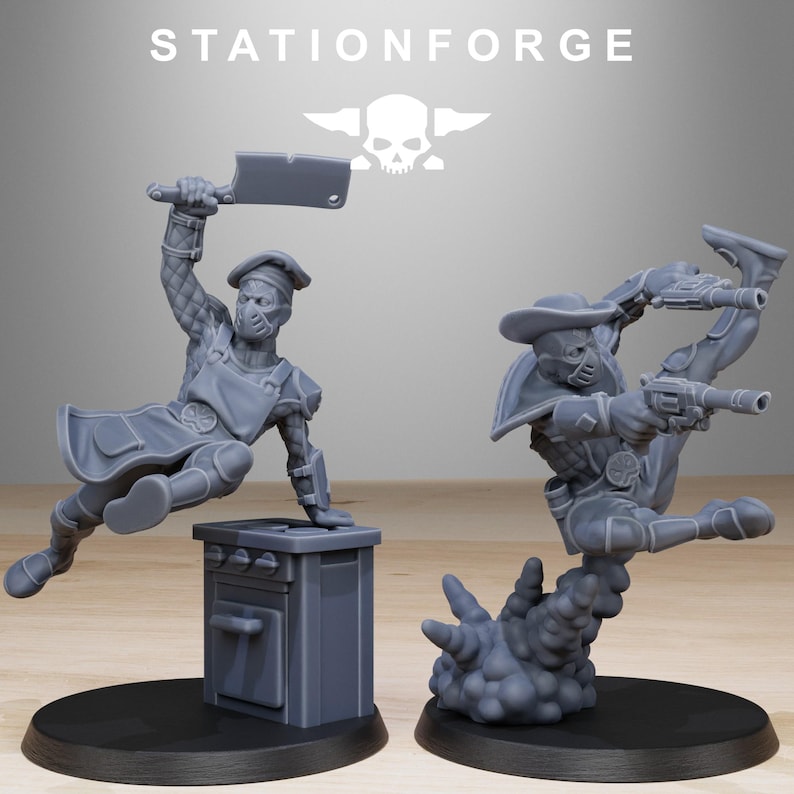 Bufones de Grimcorp / Miniaturas de resina Station Forge 16k / 28 mm 32 mm para juegos de guerra de mesa / Sin pintar imagen 3