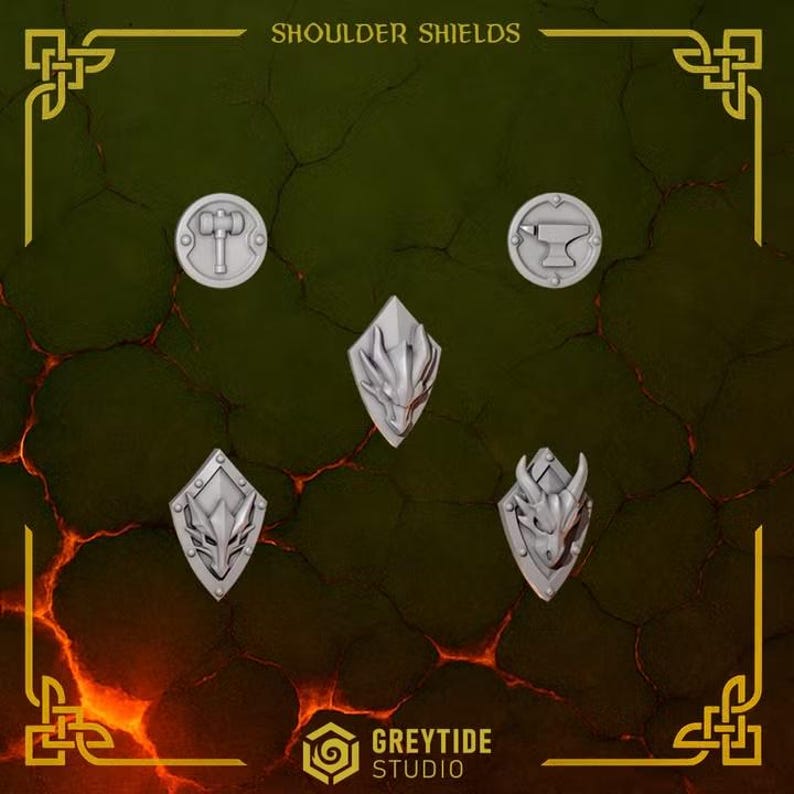 Anvil Wardens - Shoulder Shields - 16k Resin - GreyTide Studio - Drakes / Space Warriors / Bitz / Tabletop / Wargaming / Grimdark image 2
