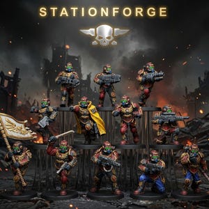 Grimguard Elites | Station Forge 16k Resin Miniatures | 28mm 32mm Tabletop Wargaming | Unpainted image 1