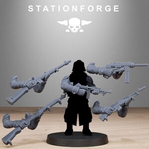 Grimguard American Weapon Pack / Miniature in resina 16k Station Forge / 28 mm 32 mm per wargame da tavolo / Non dipinte immagine 10
