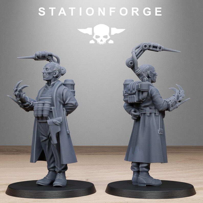 Grimcorp Scrap Operatives | Station Forge 16k Resin Miniatures | 28mm 32mm Tabletop Wargaming | Unpainted image 6