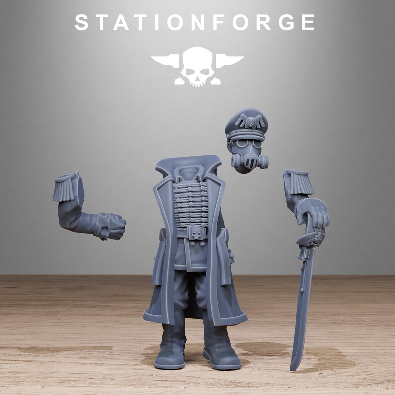 Officer | Station Forge 16k Resin Miniatures | 28mm 32mm Tabletop Wargaming | Unpainted image 3