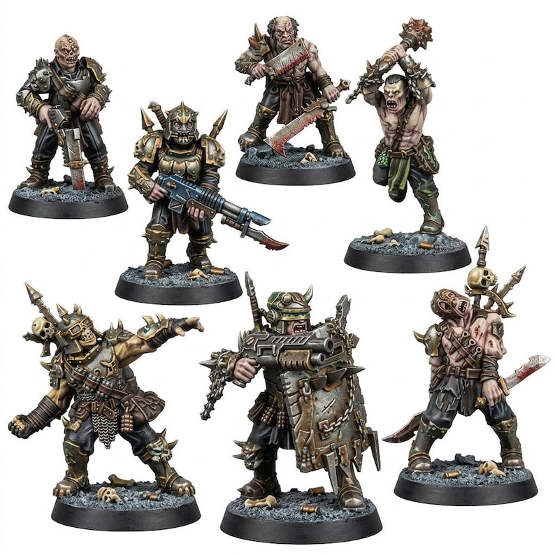 Chaos Renegades Of Pain Killer Team | 16k Resin Miniatures | 28 mm 32 mm Tabletop Wargaming | Ongeverfd afbeelding 1