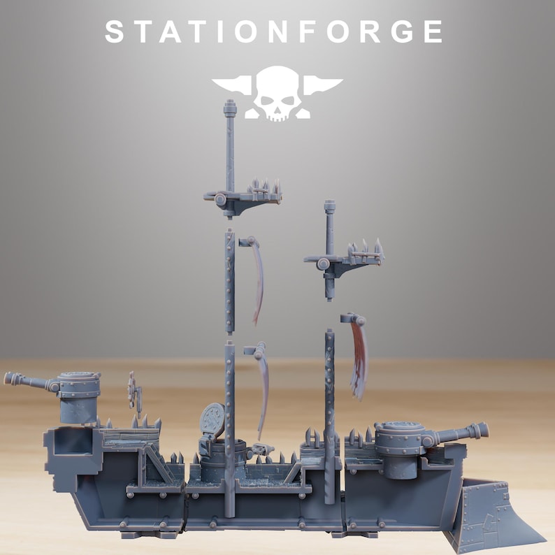 Gobs Pearl Battle Ship | Station Forge 16k Resin Miniatures | 28mm 32mm Tabletop Wargaming | Unpainted image 4