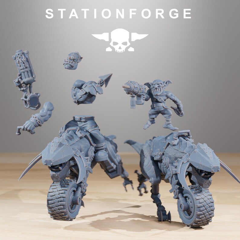 Orks Orkaz Beast Riders | Station Forge 16k Resin Miniatures | 28mm 32mm Tabletop Wargaming | Unpainted image 9
