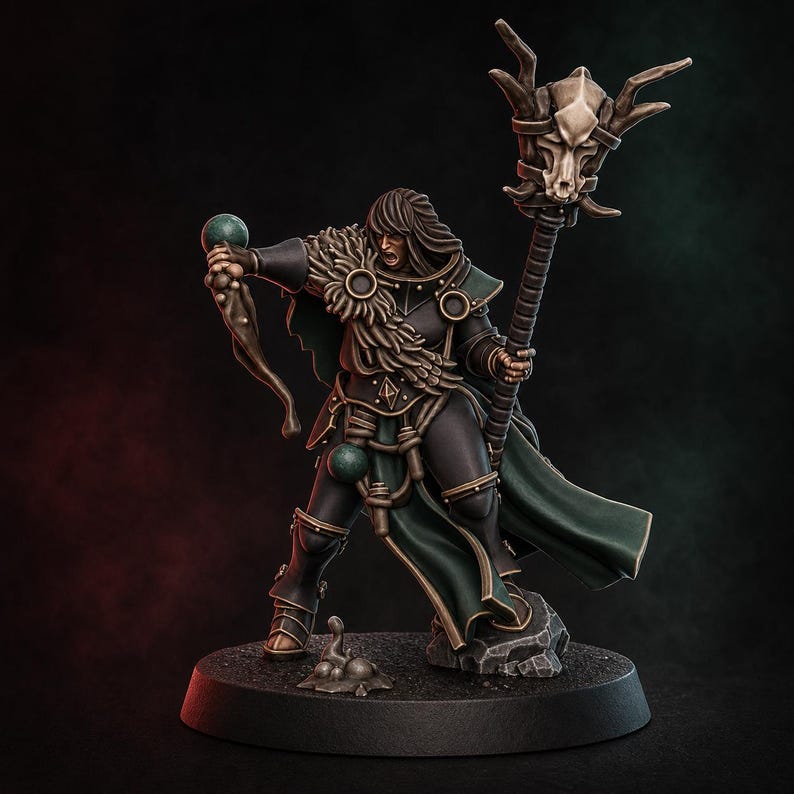 Blackhide Tribe Shaman | 16k Resin Miniatures | 28mm 32mm Tabletop Wargaming | Unpainted image 1