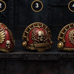 Crimson Lords - Schouderstukken voor grote pantsers - 16k hars - GreyTide Studio - Bloed / Space Warriors / Onderdelen / Tabletop / Wargaming / Grimdark afbeelding 1