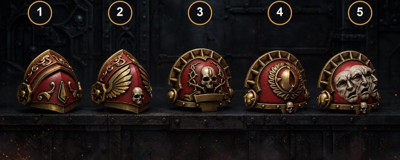 Crimson Lords - Schouderstukken voor grote pantsers - 16k hars - GreyTide Studio - Bloed / Space Warriors / Onderdelen / Tabletop / Wargaming / Grimdark afbeelding 1