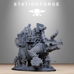 Grimguard Jungle Fighters Triceratank | Station Forge 16k Resin Miniatures | 28 mm 32 mm Tabletop Wargaming | Unbemalt Bild 8