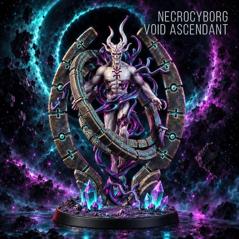 Necrocyborg Void Ascendant | 16k Resin Miniatures | 28 mm 32 mm Tabletop Wargaming | Ongeverfd afbeelding 1