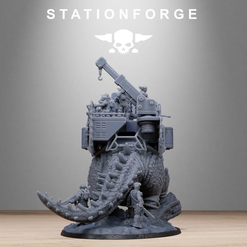 Grimguard Jungle Fighters Triceratank | Station Forge 16k Resin Miniatures | 28 mm 32 mm Tabletop Wargaming | Unbemalt Bild 5