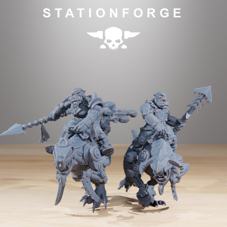 Orks Orkaz Beast Riders | Station Forge 16k Resin Miniatures | 28mm 32mm Tabletop Wargaming | Unpainted image 6