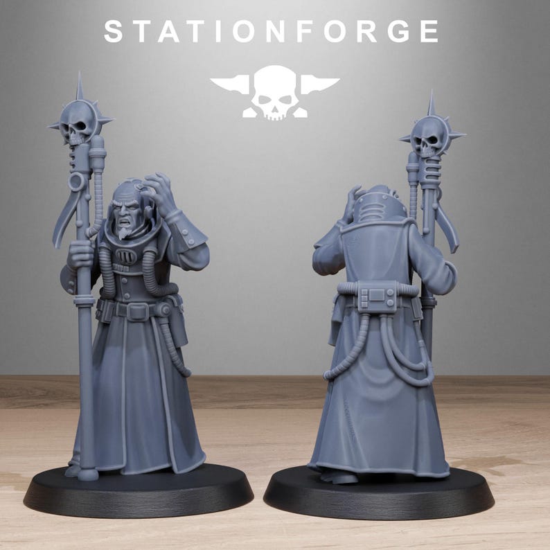 Grimcorp Seers | Station Forge 16k Resin Miniatures | 28 mm 32 mm Tabletop Wargaming | Ongeverfd afbeelding 8