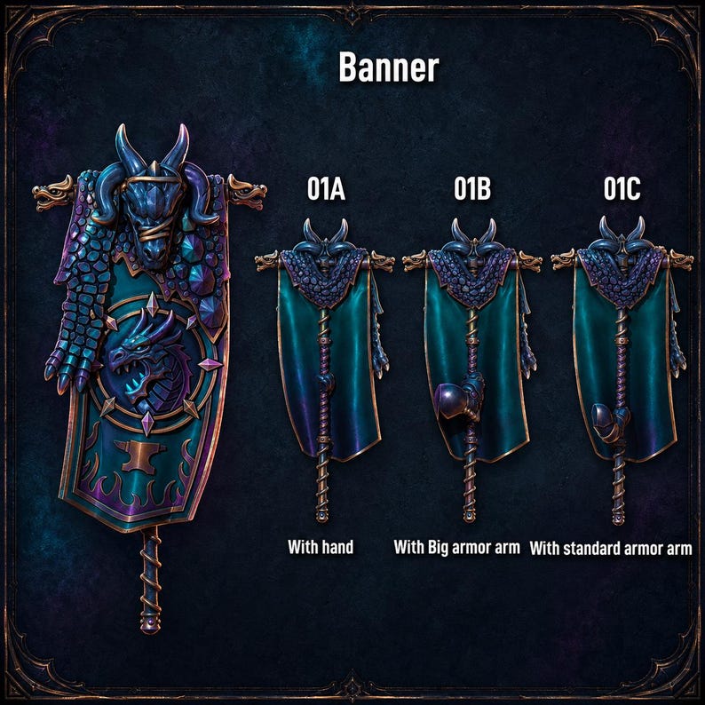 Anvil Wardens - Banner - 16k Resin - GreyTide Studio - Drakes / Space Warriors / Bitz / Tabletop / Wargaming / Grimdark image 1