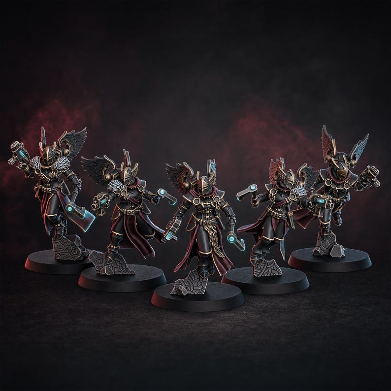 Valkyries Squad x5 | 16k Resin Miniatures | 28mm 32mm Tabletop Wargaming | Unpainted image 1
