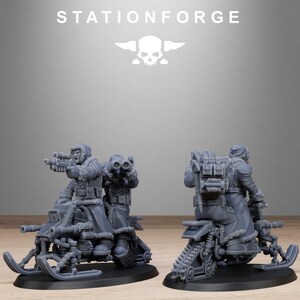 Motociclistas de nieve de la Guardia Gélida / Miniaturas de resina Station Forge 16k / 28 mm 32 mm para juegos de mesa / Sin pintar imagen 6