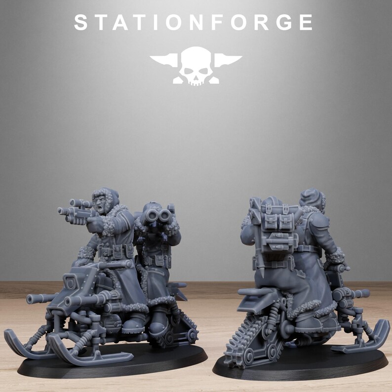 Motociclistas de nieve de la Guardia Gélida / Miniaturas de resina Station Forge 16k / 28 mm 32 mm para juegos de mesa / Sin pintar imagen 6