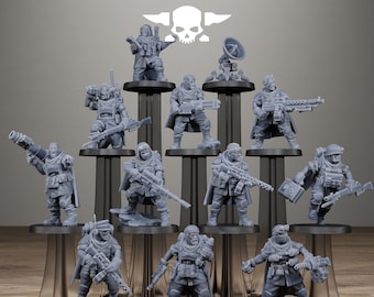 Freeguard Siege Infantry | Station Forge 16k Resin Miniatyrer | 28 mm 32 mm Bordsskiva Krigsspel | Omålad