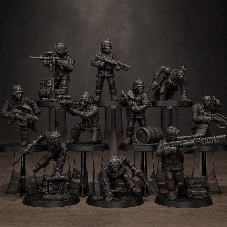 Grimguard Paintball-Trupp | Station Forge 16k Resin-Miniaturen | 28 mm/32 mm Tabletop-Wargaming | Unbemalt Bild 1