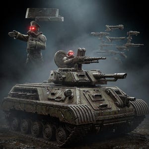 GrimGuard-Unterstützungspanzer | Station Forge 16k Resinminiaturen | 28 mm/32 mm Tabletop-Wargaming | Unbemalt Bild 1