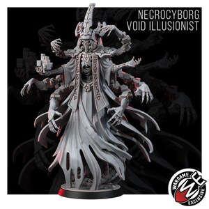 Necrocyborg Void Illusionist | 16k Resin Miniatures | 28 mm 32 mm Tabletop Wargaming | Ongeverfd afbeelding 2