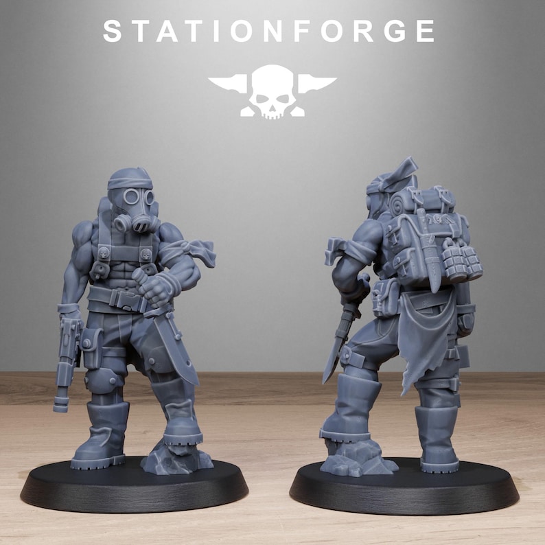 Grimguard Jungle Fighters 2 / Station Forge 16k Resin Miniatures / 28 mm 32 mm Tabletop Wargaming / Sin pintar imagen 9