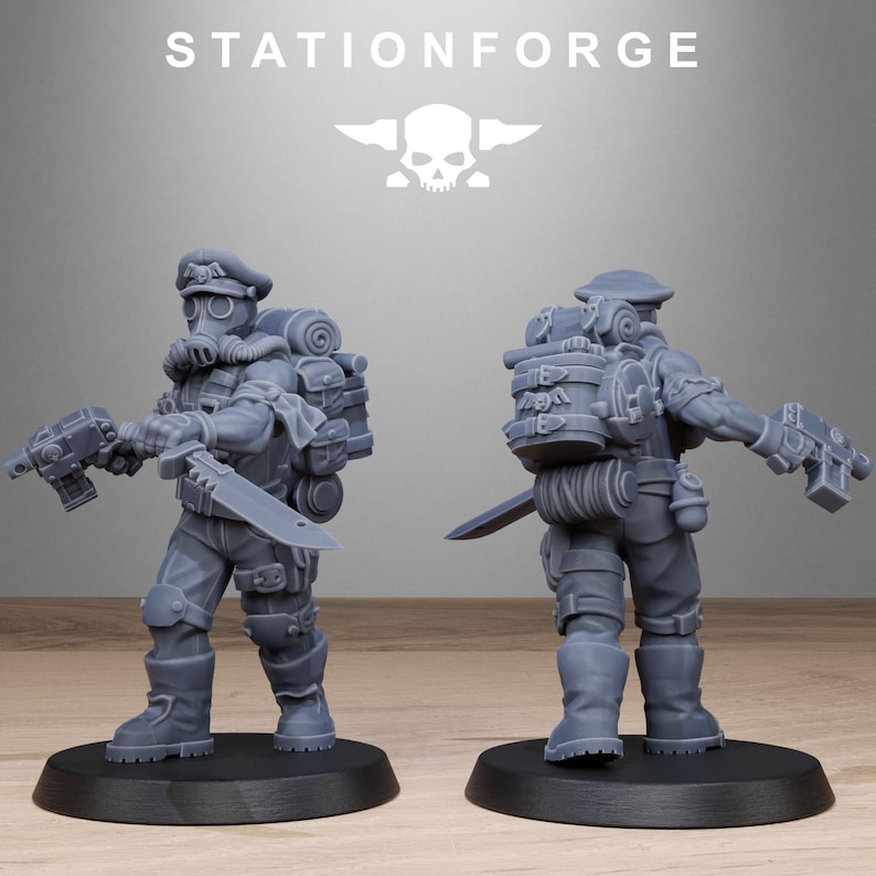 Grimguard Jungle Fighters 2 / Station Forge 16k Resin Miniatures / 28 mm 32 mm Tabletop Wargaming / Sin pintar imagen 10